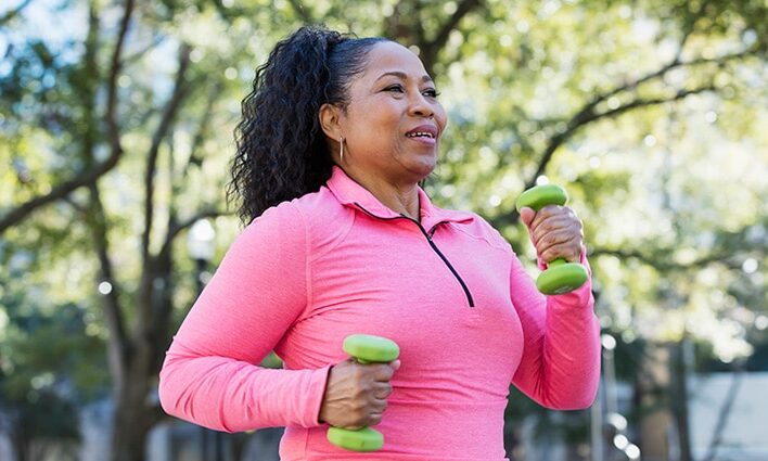 woman exercising outside