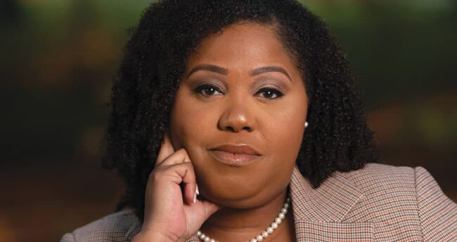 woman looking straight ahead