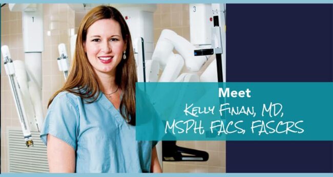 RoboticSurgery_KellyFinan_web smiling surgeon with long auburn hair