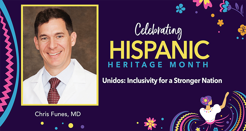 hispanic heritage month banner artwork featuring Chris Funes