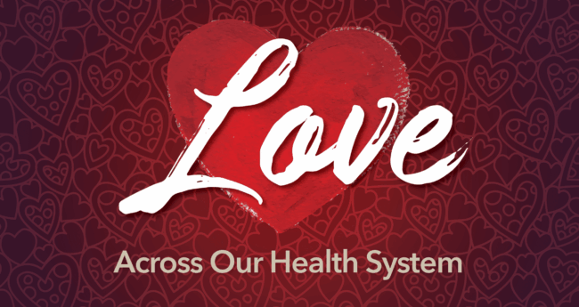 styled banner image featuring a heart and love written in cursive font