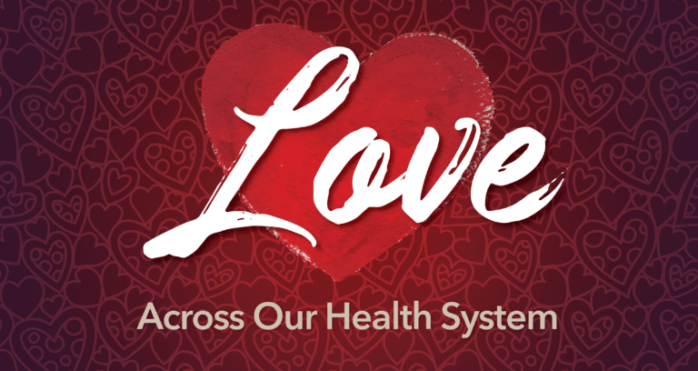 styled banner image featuring a heart and love written in cursive font