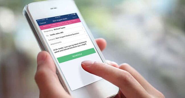WaysToAccessCare_Featured Person types on a smartphone