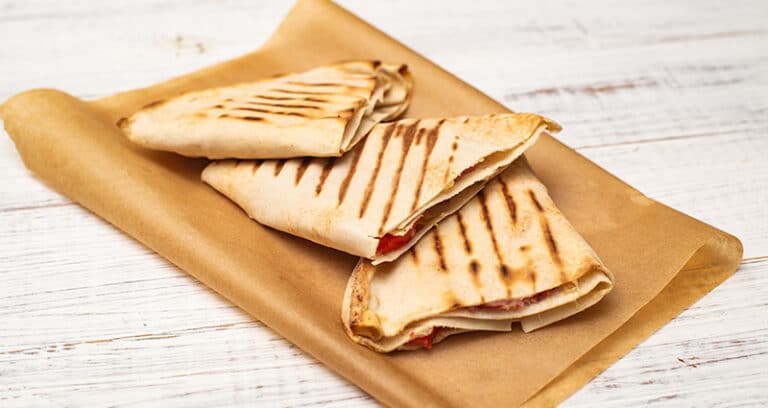 quesadilla on parchment paper