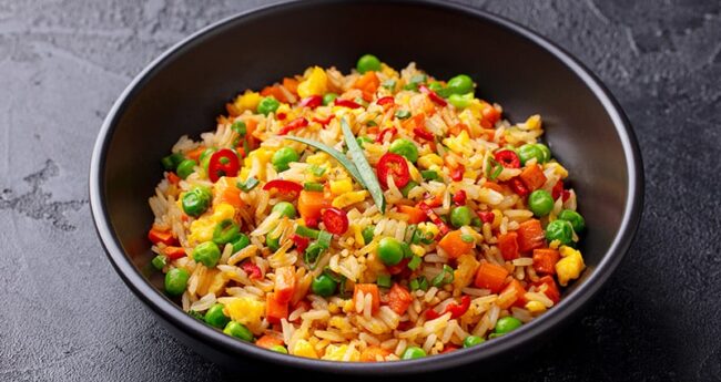 large bowl of vegetables and rice