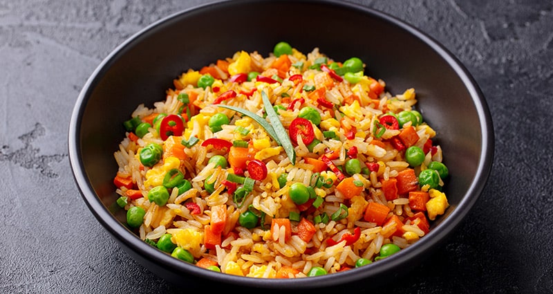 large bowl of vegetables and rice