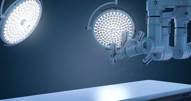 operating room with robotic surgery tool