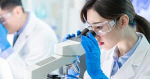 researcher working in lab