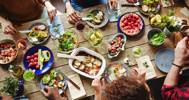 heart healthy foods on a table