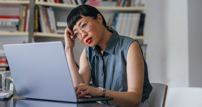 Woman looking at computer